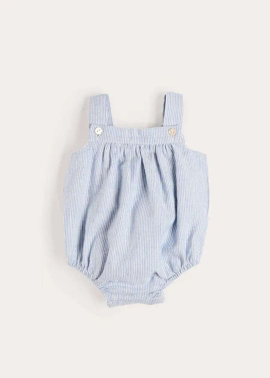 Alexander Stripe Sleeveless Button Detail Romper in Blue (3mths-2yrs) ROMPERS from Pepa London US