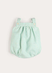 Wimbledon Stripe Button Detail Romper in Green (3mths-2yrs) ROMPERS from Pepa London US