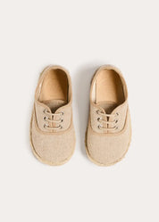 Linen Lace-up Espadrilles in Beige (24-35EU) Shoes from Pepa London US