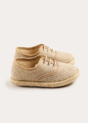 Linen Lace-up Espadrilles in Beige (24-35EU) Shoes from Pepa London US