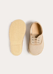 Linen Lace-up Espadrilles in Beige (24-35EU) Shoes from Pepa London US
