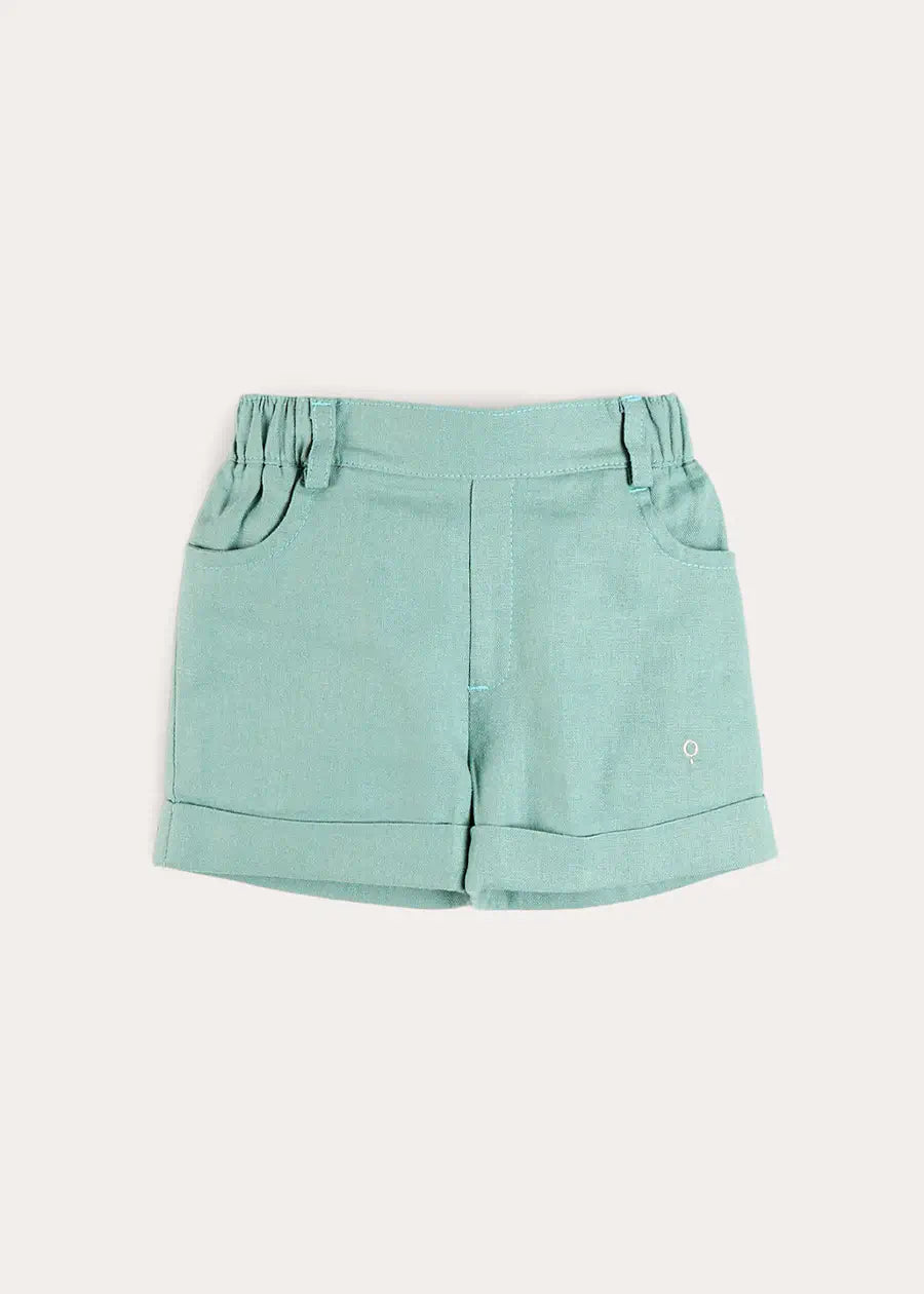 Plain Insignia Elasticated Waistband Shorts in Sage Green (12mths-4yrs) Shorts from Pepa London US