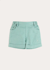 Plain Insignia Elasticated Waistband Shorts in Sage Green (12mths-4yrs) Shorts from Pepa London US
