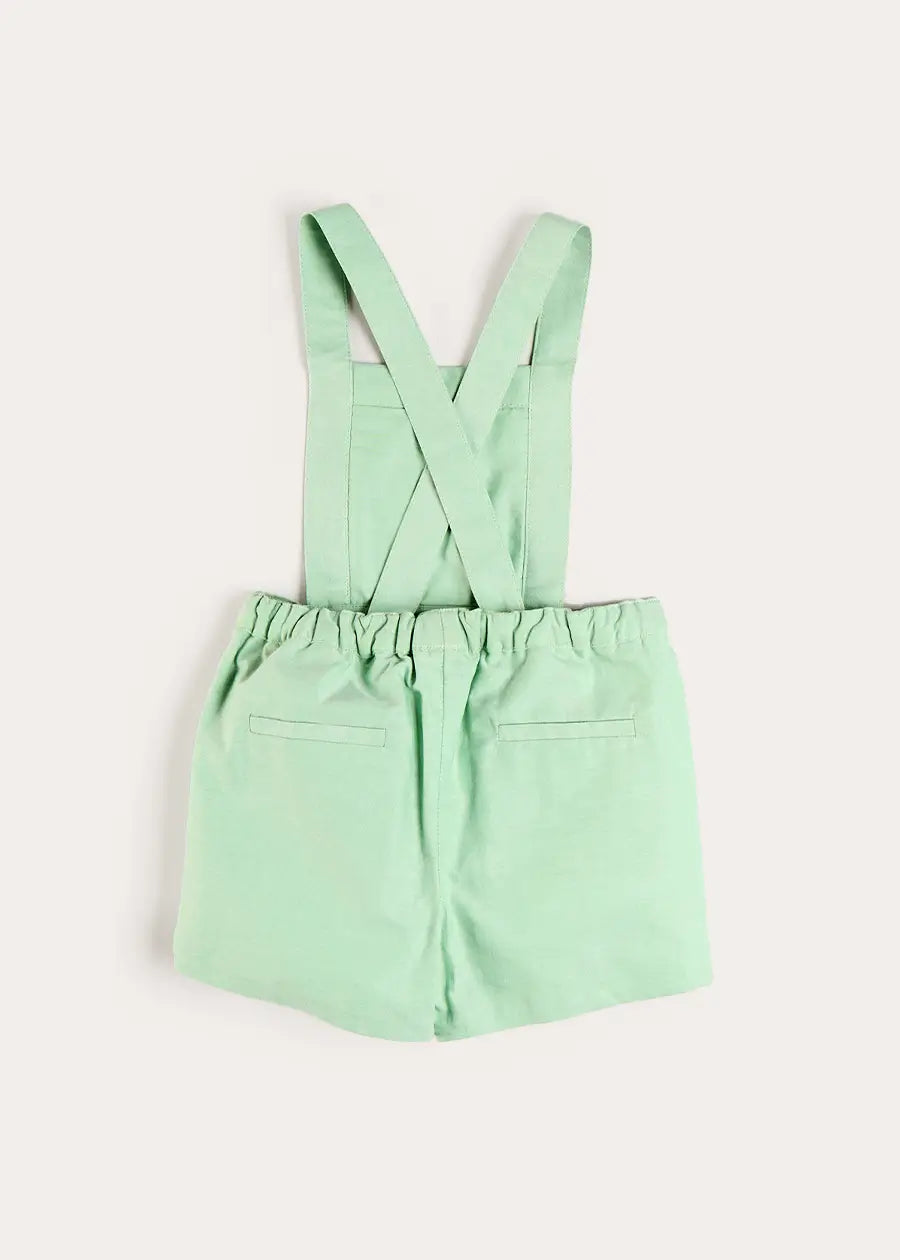 Elephant Embroidered Smocked Dungarees in Sage Green (18mths-4yrs) Shorts from Pepa London US