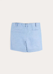 Linen Blend Tailored Shorts in Blue (4-10yrs) SHORTS from Pepa London US