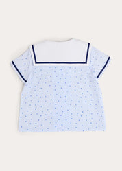 Noah Check Mariner Collar Double Breasted Shirt in Blue (18mths-6yrs) SHIRTS from Pepa London US