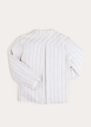 Hampton Stripe Mao Collar Shirt in Green (3- 10yrs) Shirts from Pepa London US