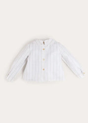 Hampton Stripe Button Detail Long Sleeve Shirt in Green (12mths-3yrs) SHIRTS from Pepa London US