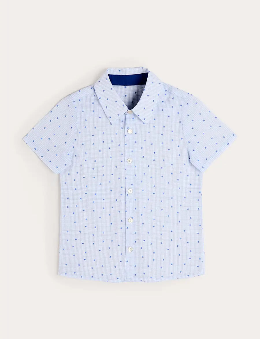Noah Check Short Sleeve Shirt in Blue (2-10yrs) SHIRTS from Pepa London US