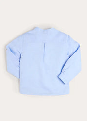 Mao Collar Linen Blend Shirt in Blue (18mths- 10yrs) Shirts from Pepa London US