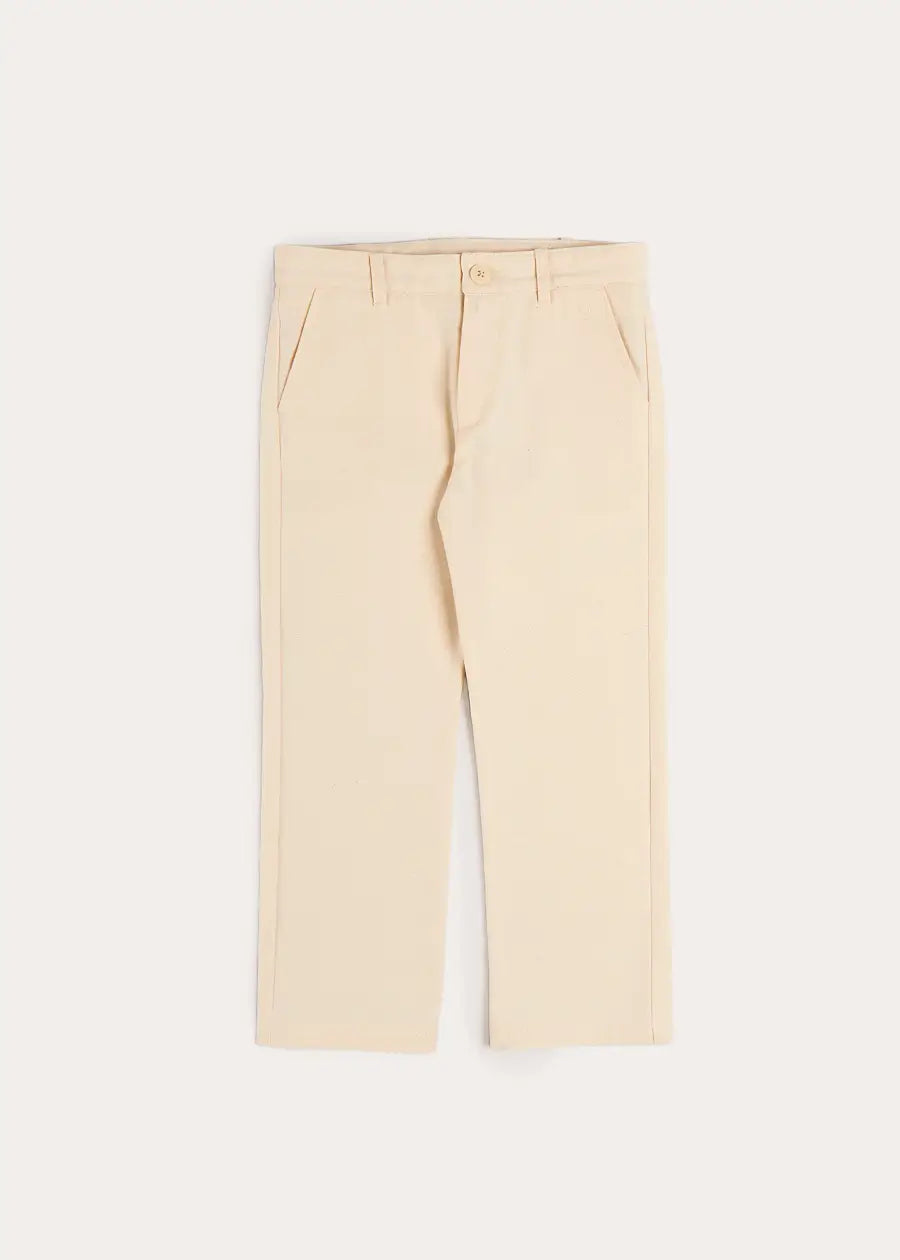 Plain Chino Trousers in Cream (4-10yrs) TROUSERS from Pepa London US