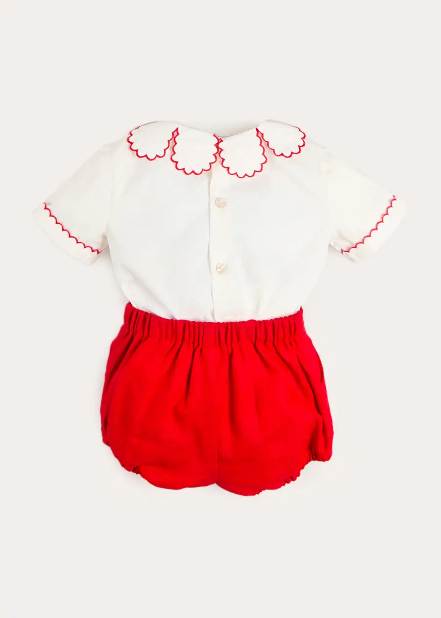 Dahlia Petal Collar Short Sleeve Two Piece Set in Red (6mths-3yrs) Two Piece Set from Pepa London US