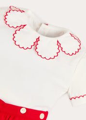 Dahlia Petal Collar Short Sleeve Two Piece Set in Red (6mths-3yrs) Two Piece Set from Pepa London US