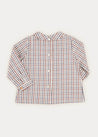Checked Peter Pan Collar Long Sleeve Shirt In Beige (12mths-3yrs) SHIRTS from Pepa London US