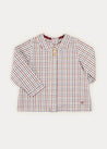 Checked Peter Pan Collar Long Sleeve Shirt In Beige (12mths-3yrs) SHIRTS from Pepa London US