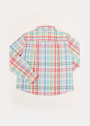 Checked Polo Collar Long Sleeve Shirt in Blue (12mths-10yrs) Shirts  from Pepa London US