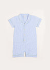 Gingham Contrast Piping Short Sleeve All-In-One in Blue (12mths-2yrs) Nightwear  from Pepa London US