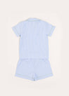 Gingham Contrast Piping Short Sleeve Pyjama Set in Blue (18mths-10yrs) Nightwear  from Pepa London US