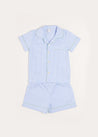 Gingham Contrast Piping Short Sleeve Pyjama Set in Blue (18mths-10yrs) Nightwear  from Pepa London US
