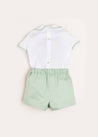 Handsmocked Peter Pan Collar Short Sleeve Two Piece Set in Green (18mths-6yrs) Two Piece Set  from Pepa London US