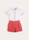 Peter Pan Collar Short Sleeve Two Piece Set in Red (12mths-6yrs)   from Pepa London US