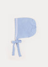 Lace Detail Knitted Bonnet in Blue (1-6mths) Knitted Accessories from Pepa London US