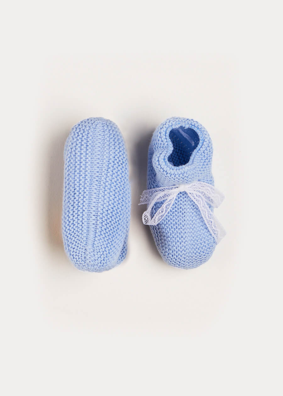 Lace Detail Knitted Booties in Blue Shoes from Pepa London US
