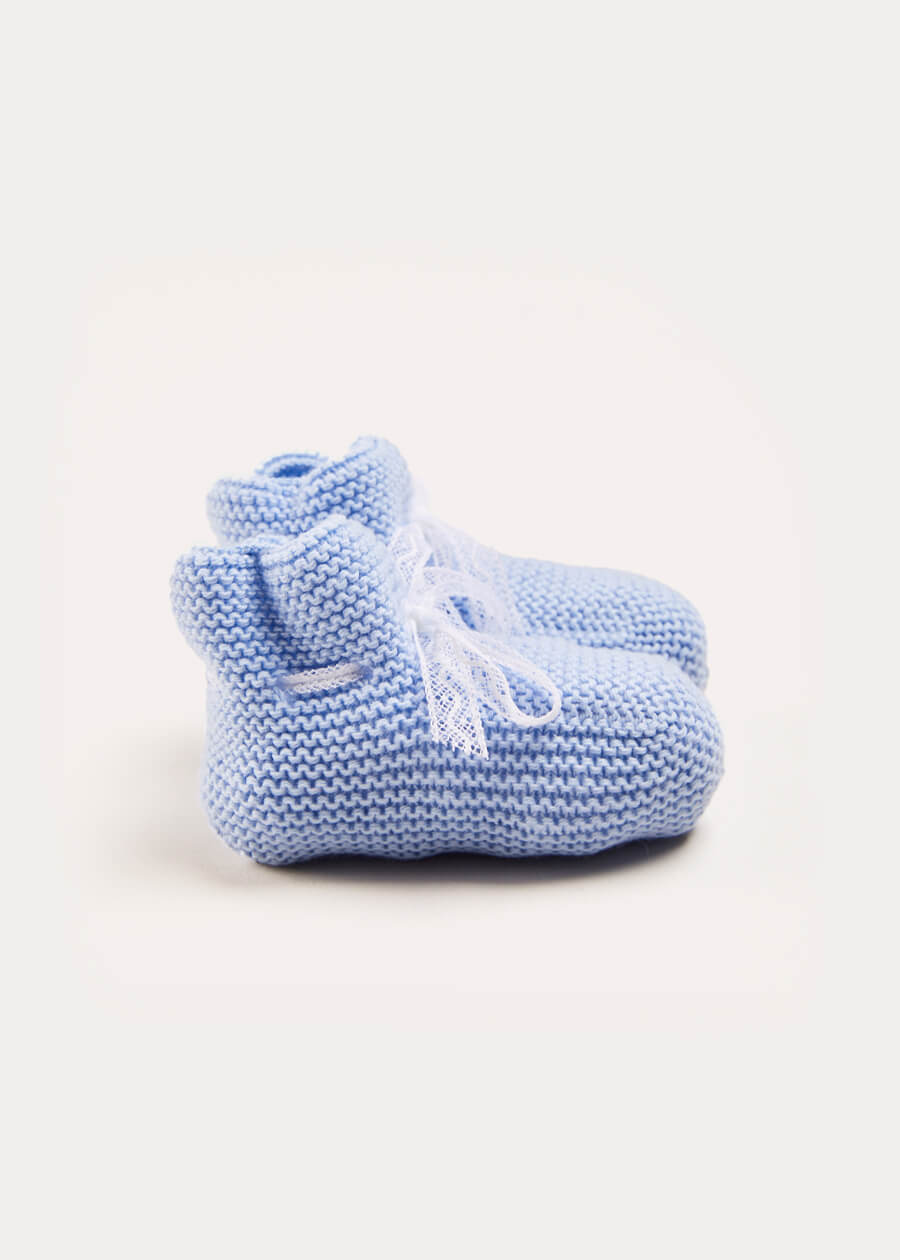 Lace Detail Knitted Booties in Blue Shoes from Pepa London US