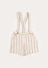 Light Striped Linen Shorts With Braces in Beige (18mths-4yrs) Shorts  from Pepa London US