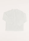 Linen Mao Collar Long Sleeve Shirt in White (12mths-10yrs) Shirts  from Pepa London US