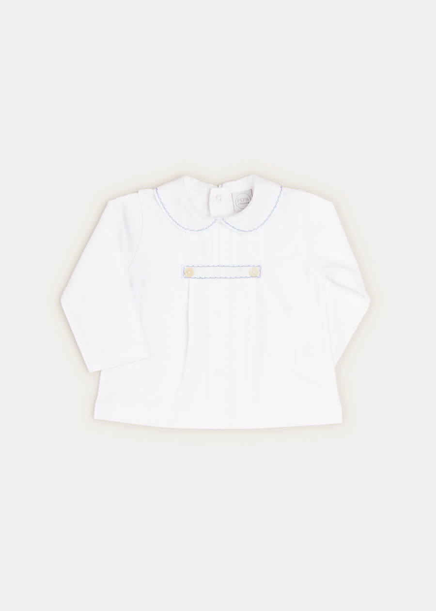 Long Sleeve Peter Pan Collar Top in White (6mths-2yrs) TOPS & BODYSUITS  from Pepa London