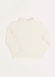 Nautical Boat Embroidery Polo Collar Cardigan in Cream (12mths-6yrs) Knitwear from Pepa London US