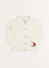 Nautical Boat Embroidery Polo Collar Cardigan in Cream (12mths-4yrs) Knitwear  from Pepa London US