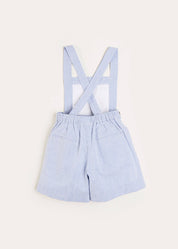 Nautical Striped Boat Embroidery Short Dungarees in Blue (18mths-4yrs) Dungarees  from Pepa London US