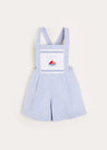 Nautical Striped Boat Embroidery Short Dungarees in Blue (18mths-4yrs) Dungarees  from Pepa London US