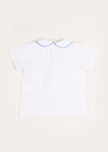 Peter Pan Collar Button Detail Short Sleeve Top in Blue (12mths-5yrs) Tops & Bodysuits  from Pepa London US