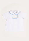 Peter Pan Collar Button Detail Short Sleeve Top in Blue (12mths-5yrs) Tops & Bodysuits  from Pepa London US