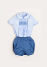 Peter Pan Collar Contrast Trim Short Sleeve Two Piece Set in Blue (6mths-3yrs)   from Pepa London US