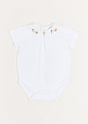 Peter Pan Collar Duck Embroidery Short Sleeve Bodysuit in White (3mths-2yrs) Tops & Bodysuits  from Pepa London US