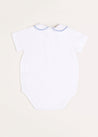 Peter Pan Collar Embroidered Detail Short Sleeve Bodysuit in Blue (3mths-2yrs) Tops & Bodysuits  from Pepa London US