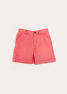 Plain Linen Shorts in Red (4-10yrs) Shorts  from Pepa London US