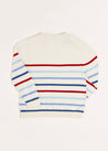 Striped Crewneck Button Detail Jumper in Red (12mths-10yrs) Knitwear from Pepa London US