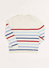 Striped Crewneck Button Detail Jumper in Red (12mths-10yrs) Knitwear  from Pepa London US