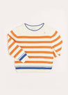 Striped Crewneck Jumper in Camel (12mths-10yrs) Knitwear from Pepa London US