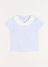 Striped Double Breasted Short Sleeve Shirt in Blue (12mths-4yrs) Shirts  from Pepa London US