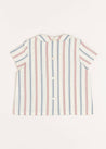 Striped Polo Collar Short Sleeve Shirt in Red (12mths-4yrs) Shirts  from Pepa London US