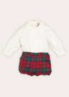 Tartan Peter Pan Collar Shirt And Bloomer Set In Red (6mths-2yrs) TWO PIECE SETS  from Pepa London US