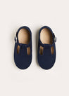 Woven T-Bar Baby Shoes in Navy (20-26EU) Shoes  from Pepa London US