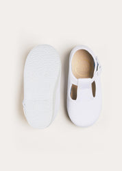 Woven T-Bar Baby Shoes in White (20-26EU) Shoes  from Pepa London