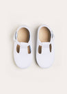 Woven T-Bar Baby Shoes in White (20-26EU) Shoes  from Pepa London US
